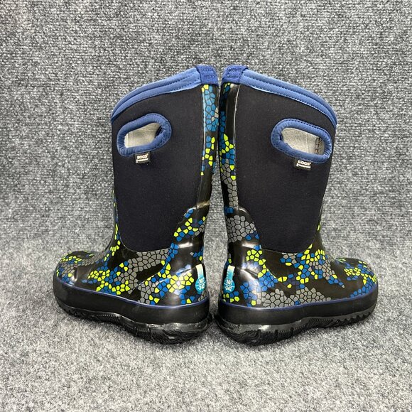 Bogs Classic Axel Boots Boys Sz 10 Black Blue Lime Waterproof Outdoor Rain Boot - Picture 8 of 14